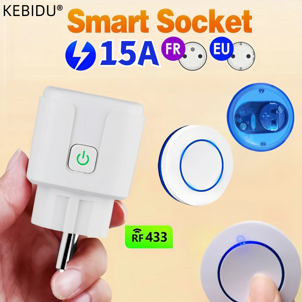 Bezprzewodowy pilot zdalnego sterowania 433 Mhz AC220V 15A EV1527 Code Smart Socket Wtyczka elektryczna Gniazda elektryczne do lampy świetlnej Inteligentny dom