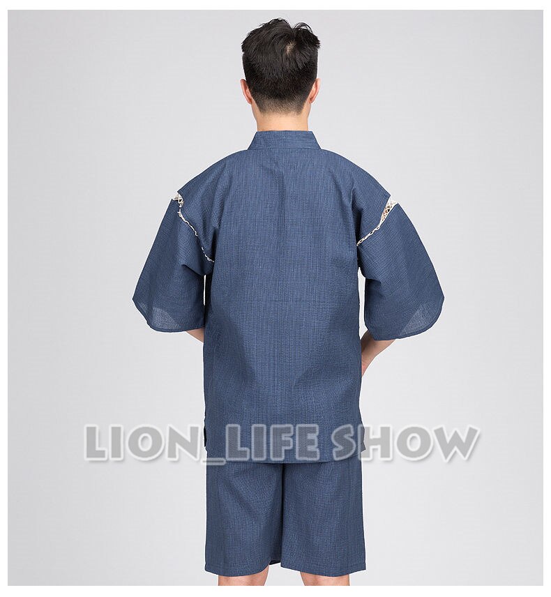 Japanischen Sommer Männer Jinbei Kimono Kurzarm Hosen Nachtwäsche Schlafanzug Loungewear
