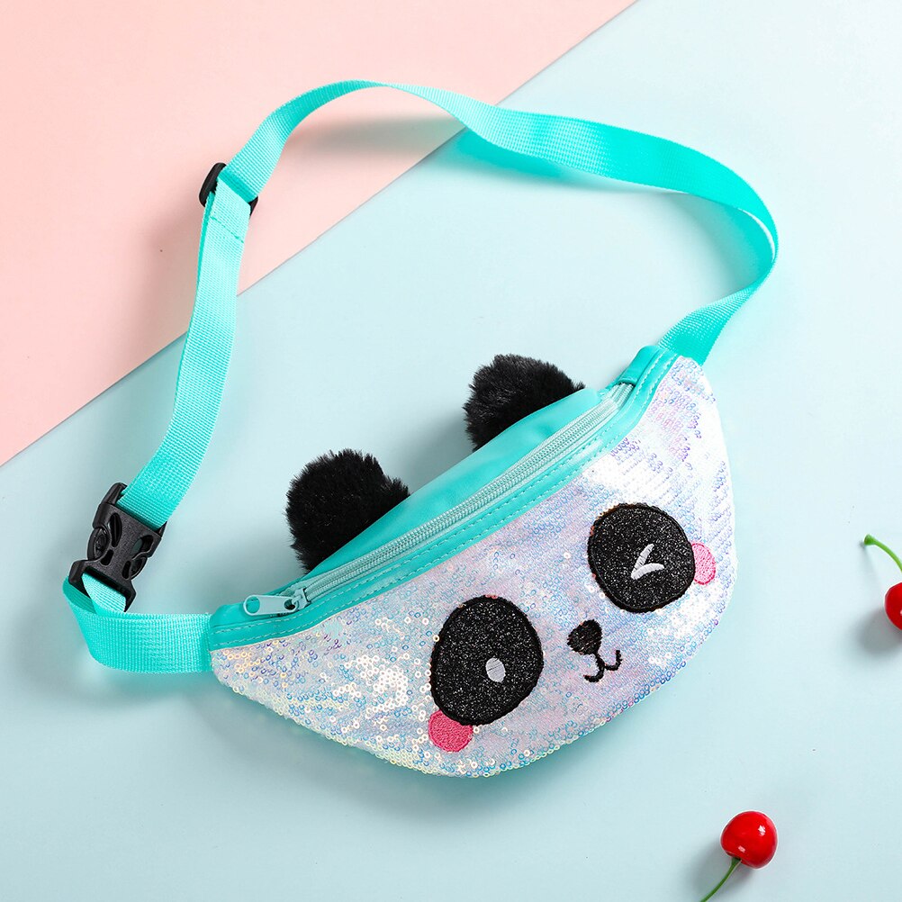 Cute Cartoons Female Waist Bag Kids Fanny Pack Sequined Women Belt Bag Christmas Travel Chest Bag