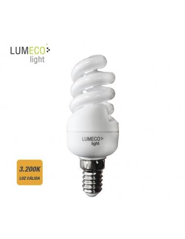 *ult. unidades* bombilla bajo consumo espiral 11w 3.200k luz calida e14 lumeco