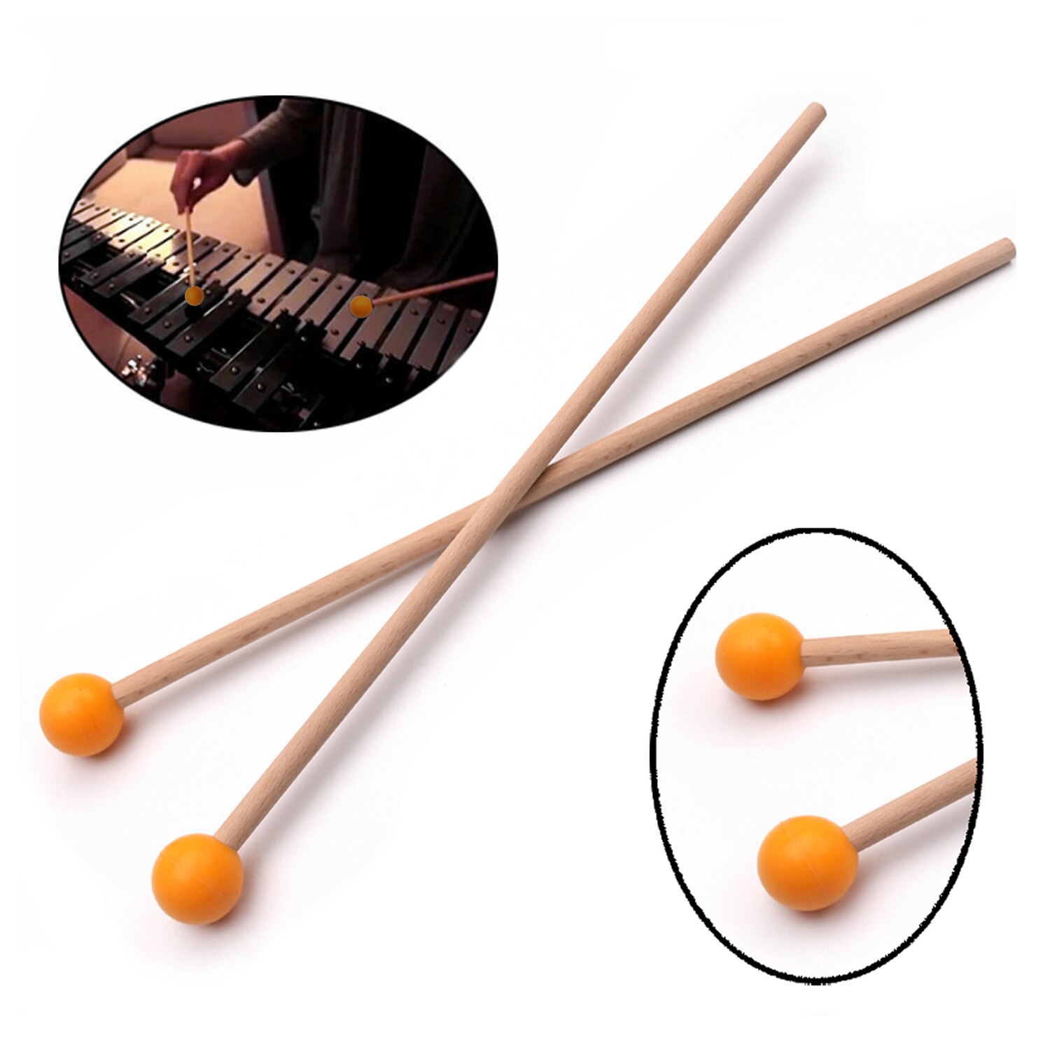 Xylofoon 1 Paar Professionele Xylofoon Marimba Mallet Drumsticks Percussie Onderdelen Lengte 365mm Slaginstrumenten: Oranje