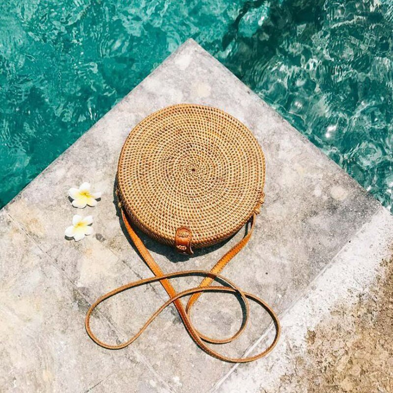 Sac de plage sacs à bandoulière en paille femmes sacs à Main en rotin tissé Sac à Main pour dames ronde sacs à Main en rotin femmes cercle Sac de paille