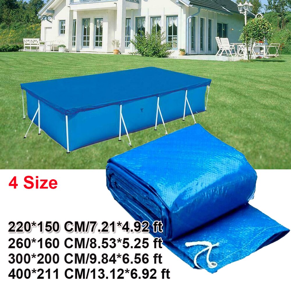 Durable Rectangle Swimming Pool Cover UV-resistant Tarpaulin Rainproof Cloth Summer for Family Swim High Outdoor Pool