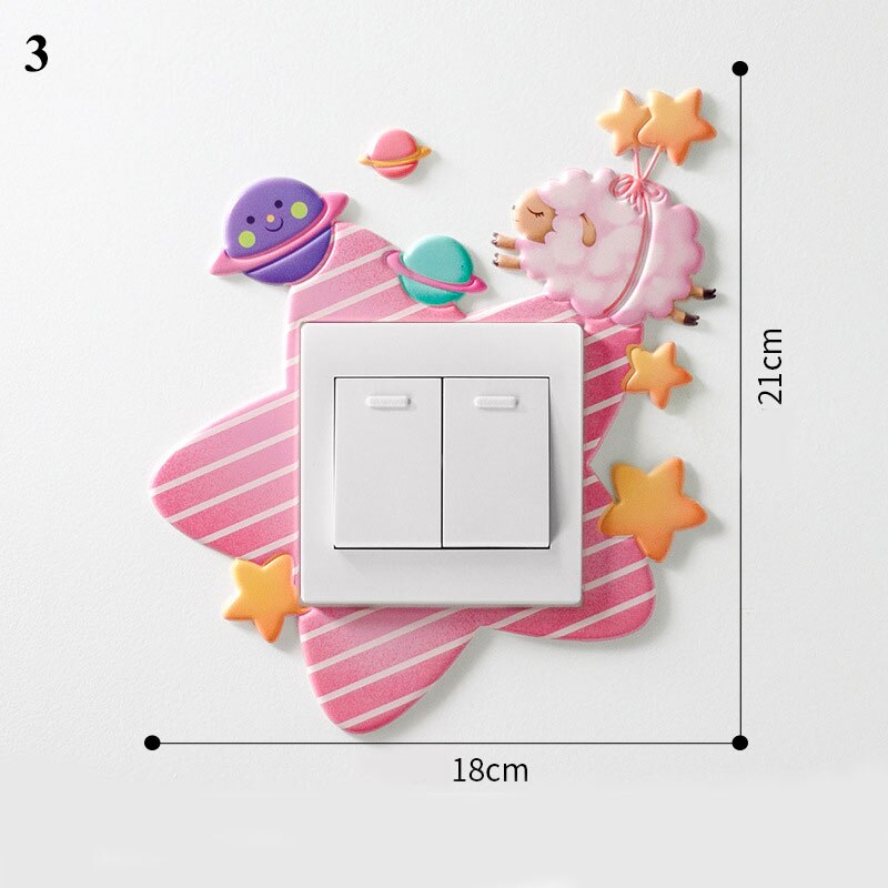3D Cartoon Animal Switch Sticker Cartoon Room Decor luminous Stickers Home Switch Cover Wall Light Socket Stickers Decoration: 3