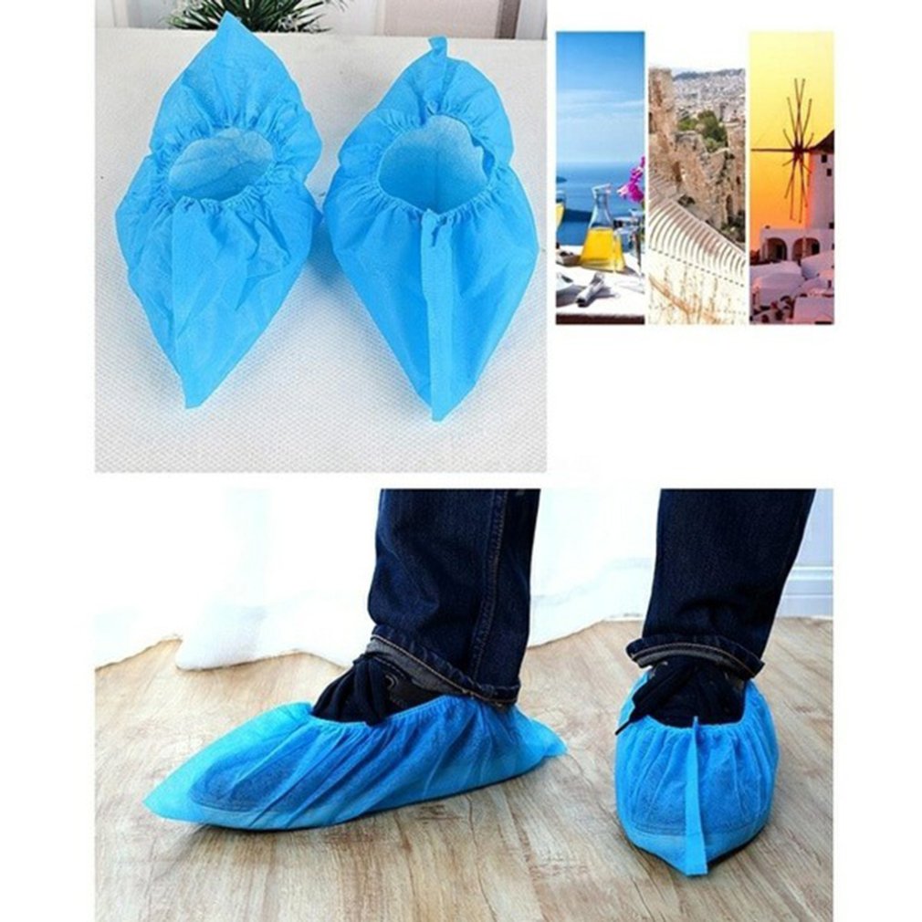Non-woven Fabric Disposable Shoes Covers with Elastic Band Breathable Dust-proof Thickened Anti-slip Anti-static Shoe Covers
