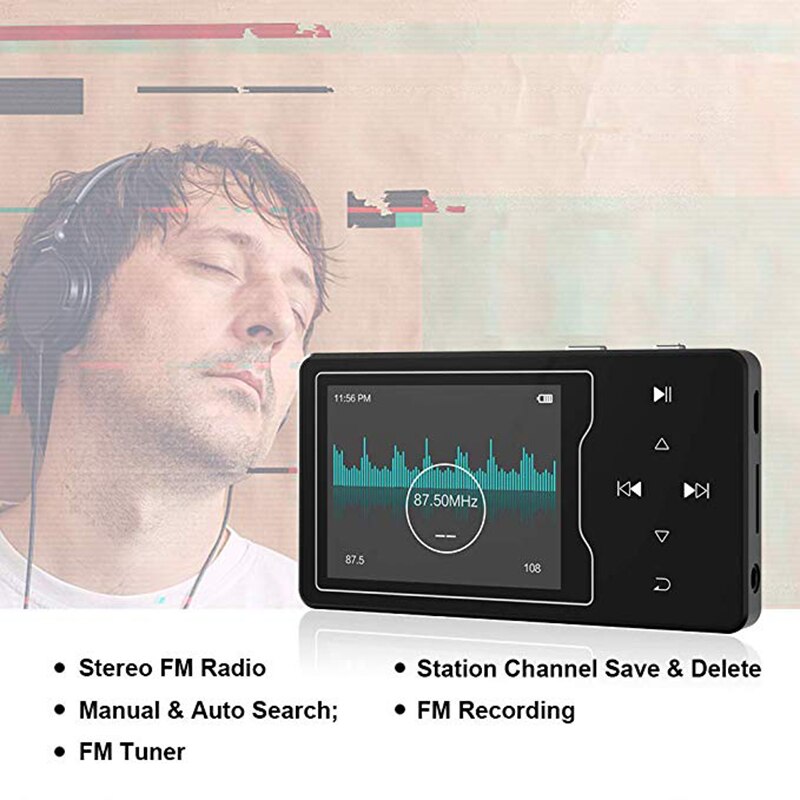 MP4 Player Bluetooth 4,2 mit Lautsprecher 16GB 2,4 Zoll HD Big Farbe Bildschirm HIFI Verlustfreie Sound Musik-Player, unterstützung SD bis zu 128GB