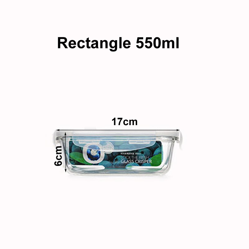 550ml/830ml/1700ml glass måltid prep beholdere matboks matte fersk oppbevaringsboks kjøkken lekkasjerbare beholdere holder mikro: 550ml 1pc