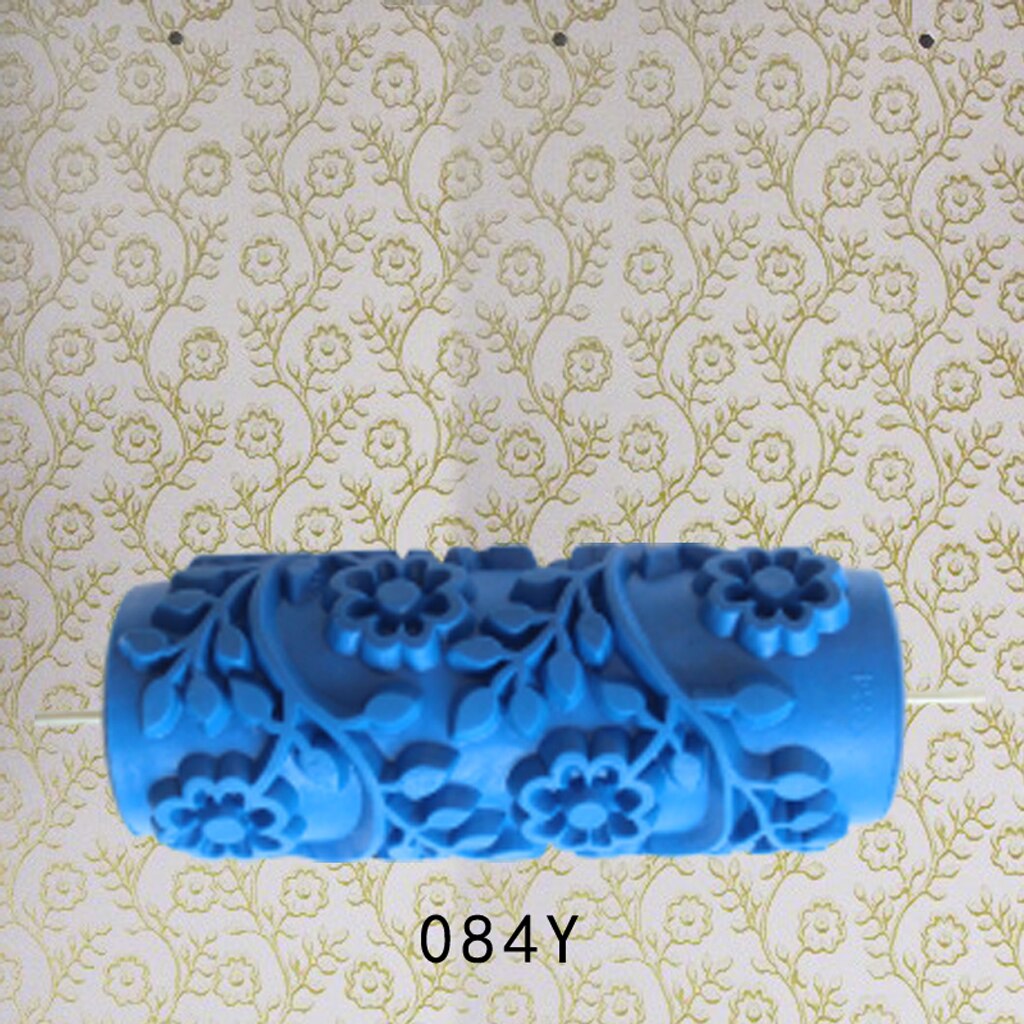 5'' Rubber Embossed Flower Pattern DIY Paint Roller Sleeve Decorative Texture Roller for Wall Painting Machine: Chocolate