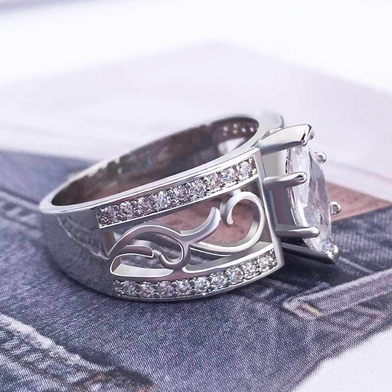 Luxe Cz Ring Bridal Ring Met Enorme Brilliant Cz Prong Vintage Eeuwige Liefde Engagement Trouwringen Voor Vrouwen Vriendin
