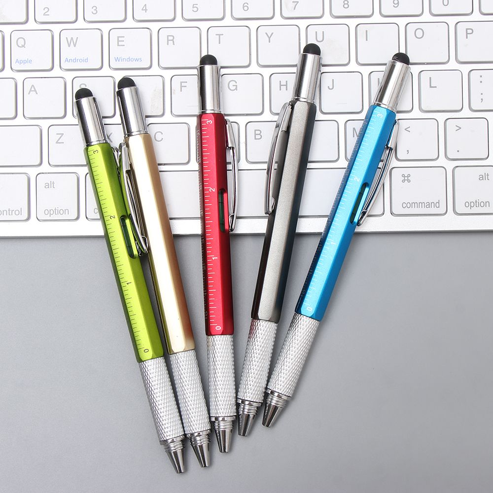 Multi-functional Capacitive Pen with Screwdriver Spirit Level Ballpoint Pen Mobile Phone Screen Touch Gadgets Construction Tools