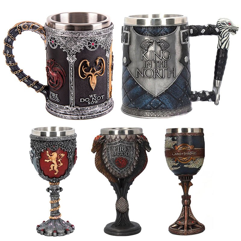 Bier Mokken Koffie Cups 3D Gothic Beker Ijzeren Troon Tankard Roestvrij Staal Hars Wijnglas Mok Jaar Kerst Fans