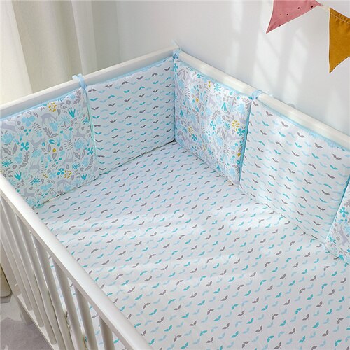 Blotona 6Pcs Baby Bed Bumpers Anti-Collision Cartoon Patroon Leuke Afdrukken Stijl Gratis Combinatie Kussen 30*30Cm: D