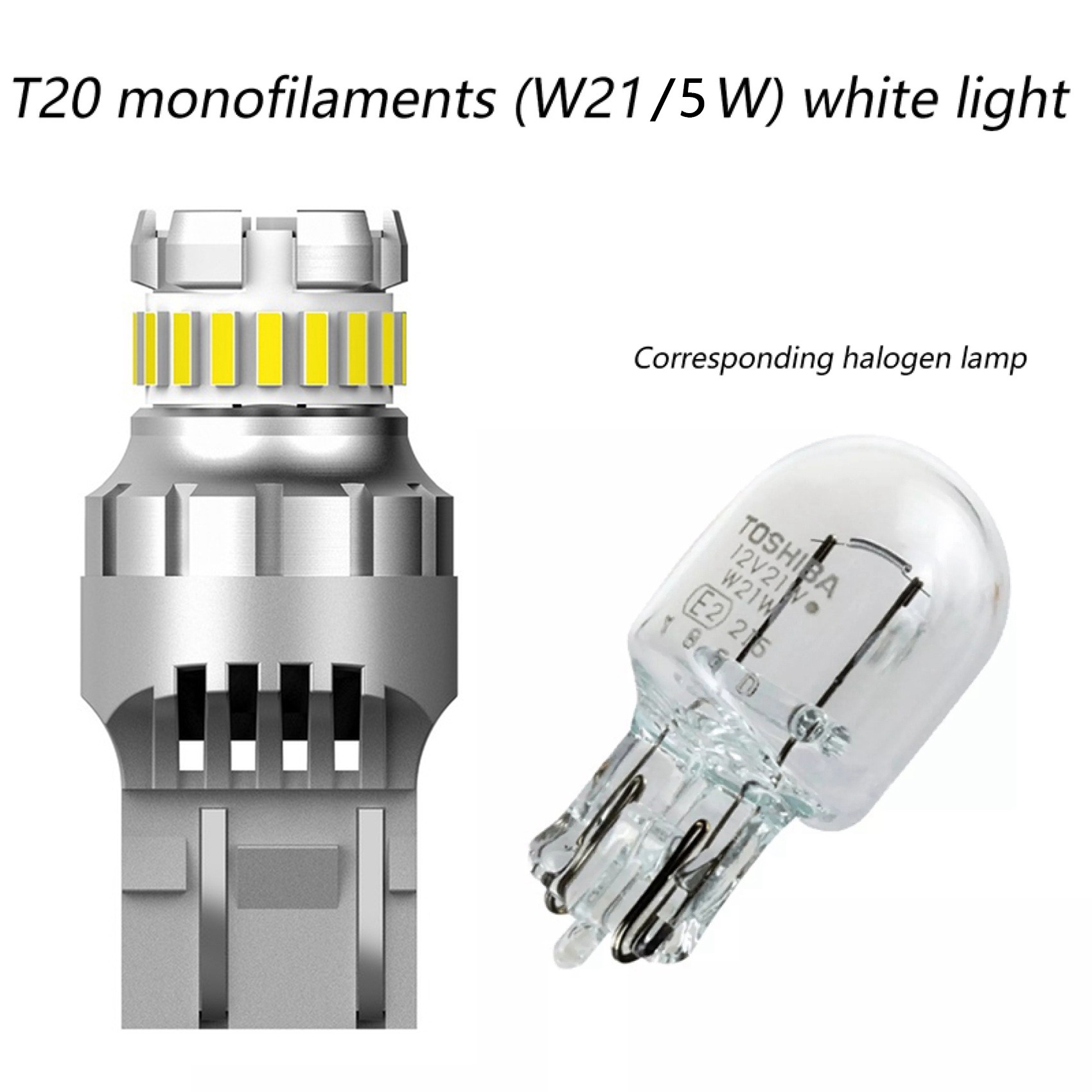 Luces LED de marcha atrás para coche, bombilla LED Canbus T20 7440 W21W W21/5W 7443, luces intermitentes de freno 6500K, cola superbrillante