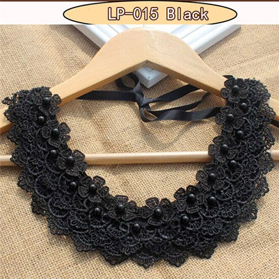 Bavoir col ras du cou collier bijoux pour femmes pour mariage déclaration détachable col femmes noir faux: LP015black