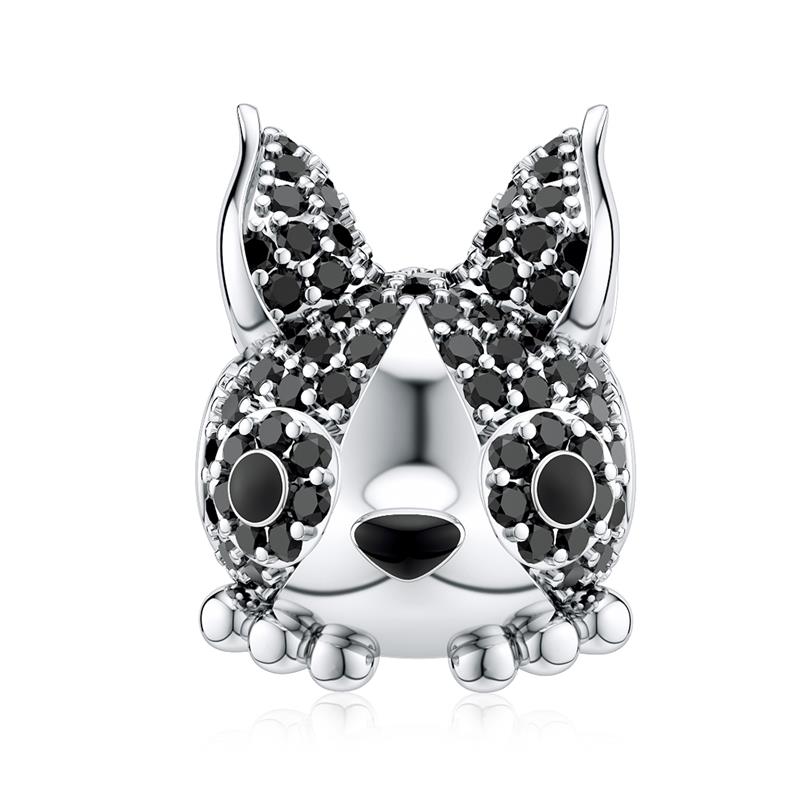 DALARAN 925 Sterling Silver Charm Bead Love Pets Dog Cat Paw Print Koala Pig Charms Fit Bracelets Women DIY Jewelry: Little Bulldog