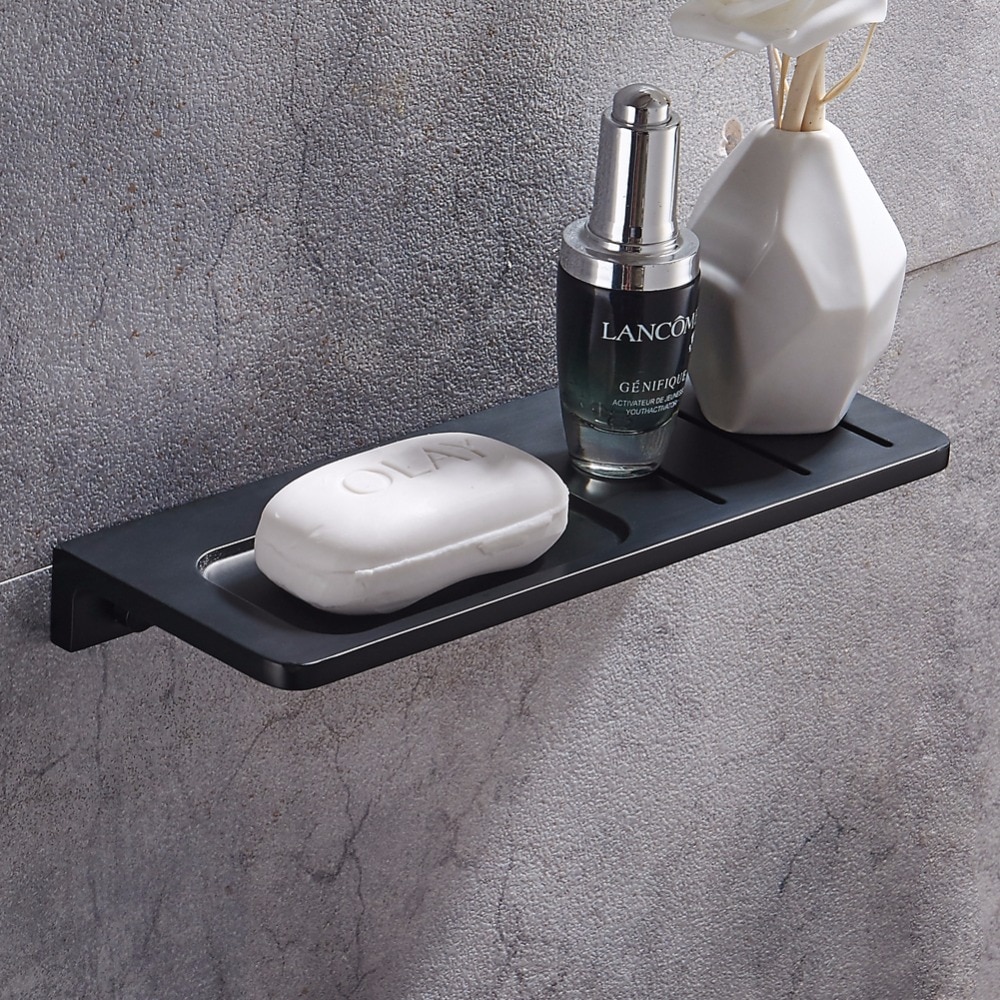 Plads aluminium sort sæbeskål vægmonteret badeværelse tilbehør produkt sæbeskålholder