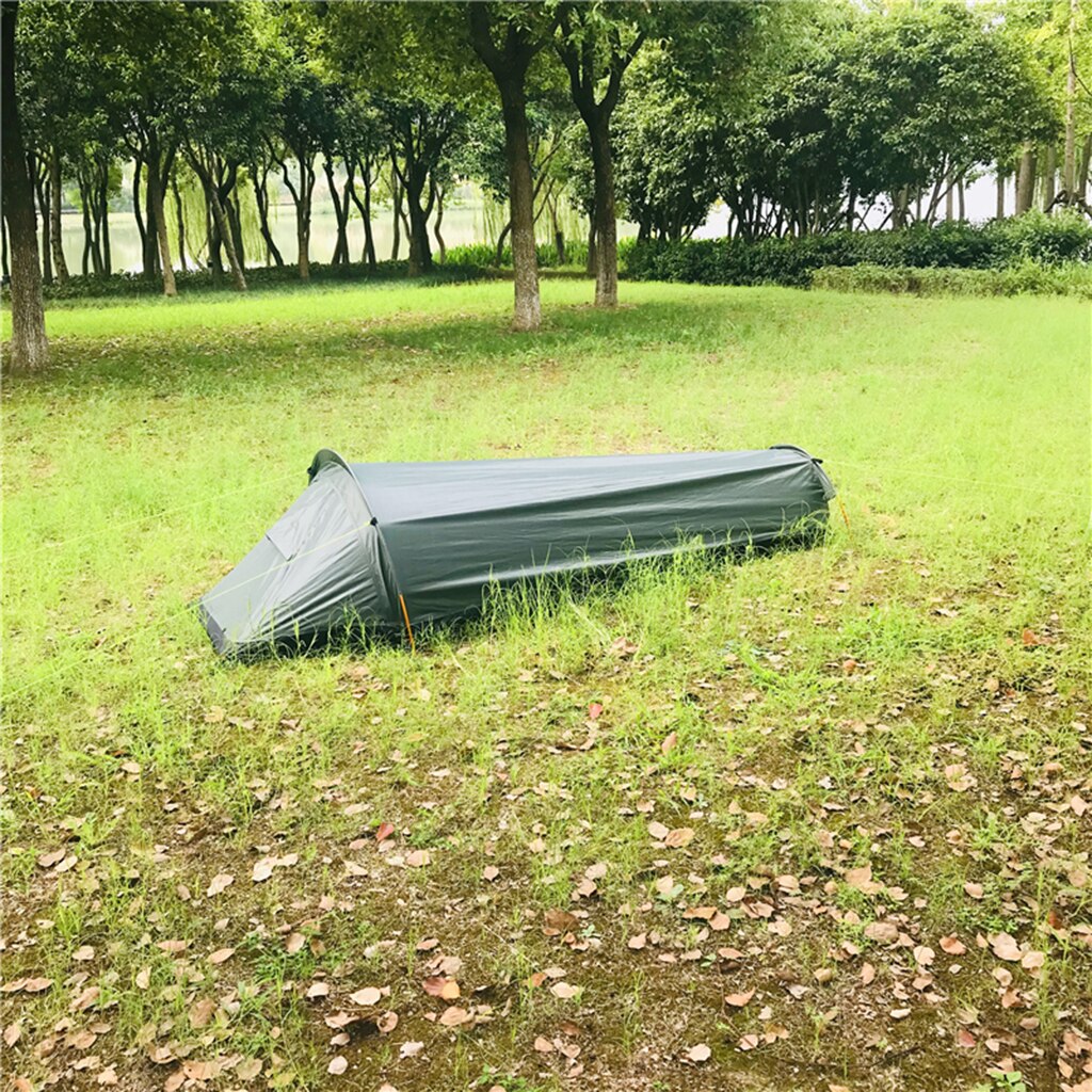 Tenda de acampamento ao ar livre, abrigo, sol, chuva, saco de dormir, 1 pessoa