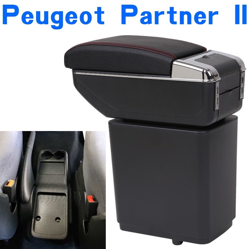 for Peugeot Partner II 2 armrest box universal car center console caja modification accessories double raised with USB