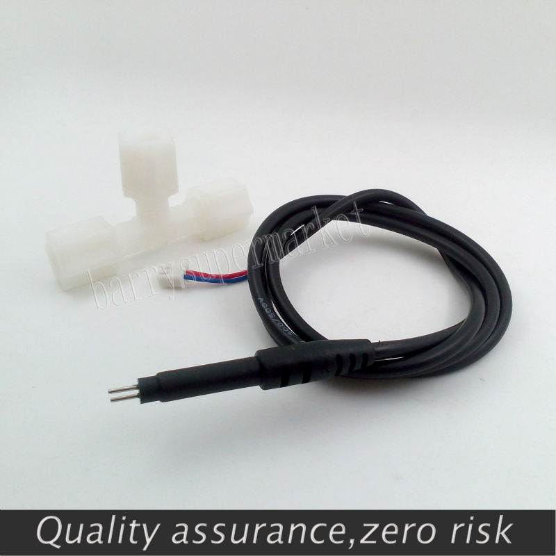 2PCS Flow sensor Water testing probe TDS conductivity tester RO water purifier dedicated+Tripartite-joints G1/4 0.8MPA