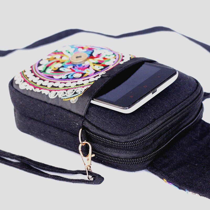 Vintage Kleine Portemonnee Met Riem Canvas Vrouwen Tassen Handgemaakte Vrouwen Mobiele Telefoon Tassen Mode Trendy Tassen