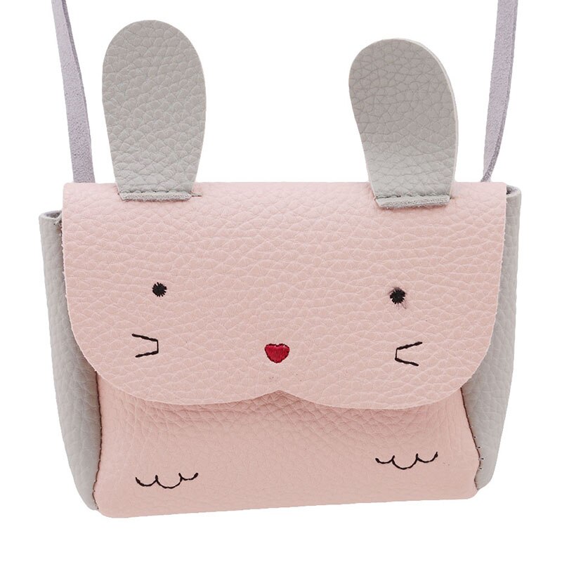 Girls PU Coin Purse Bag Wallet Kids Rabbit One Shoulder Bag Small Coin Purse Change Wallet Kids Bag: pink