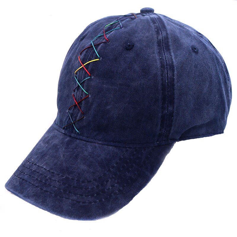 Rento monivärinen nauha puuvilla baseball lippalakit naisille tytöille miesten kesä säädettävä hip hop lippis denim snapback lippikset: Laivasto