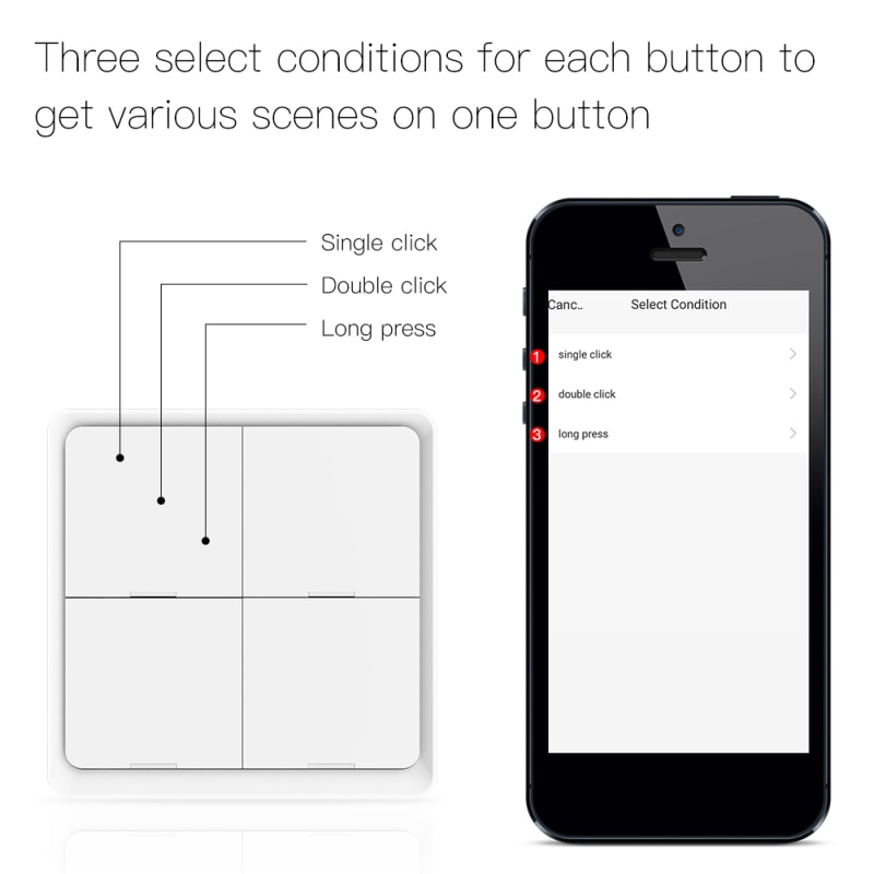 Tuya Smart ZigBee Wireless Switch Sticker 4-way Panel Scene Button Controller Wall Light Switch Work With Smart Life APP