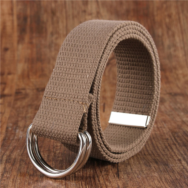 Beste Ybt Unisex Riem Canvas Legering Dubbele Ring Gesp Riem Verstelbare Outdoor Casual Multicolor Vrouwen En Mannen Riem: S Dark khaki