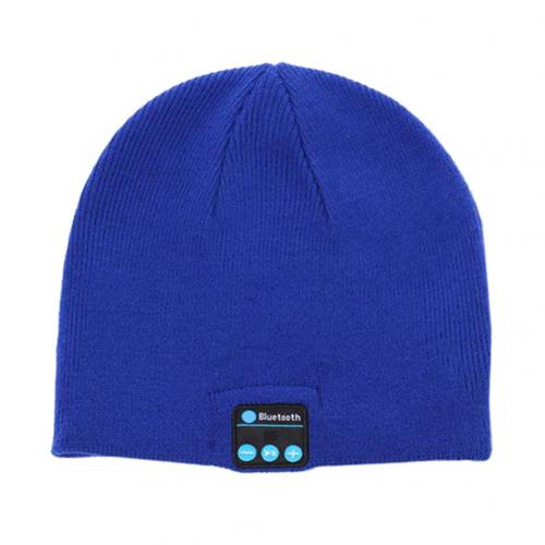 Gorro de lana con auriculares de música recargables por USB, gorro de invierno con Bluetooth: Dark Blue