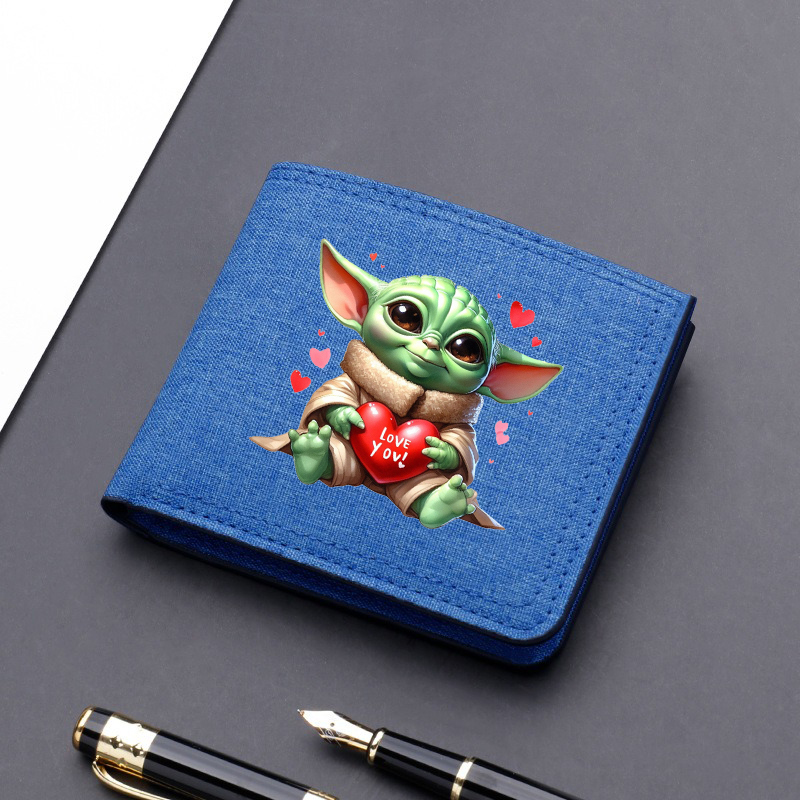 Star Wars Canvas Men Card Holder Wallet Black Blue Grey Male Money Bag ID Photo Bank Holder Short Purse Credit Card Case Bag: Ciemnoszary