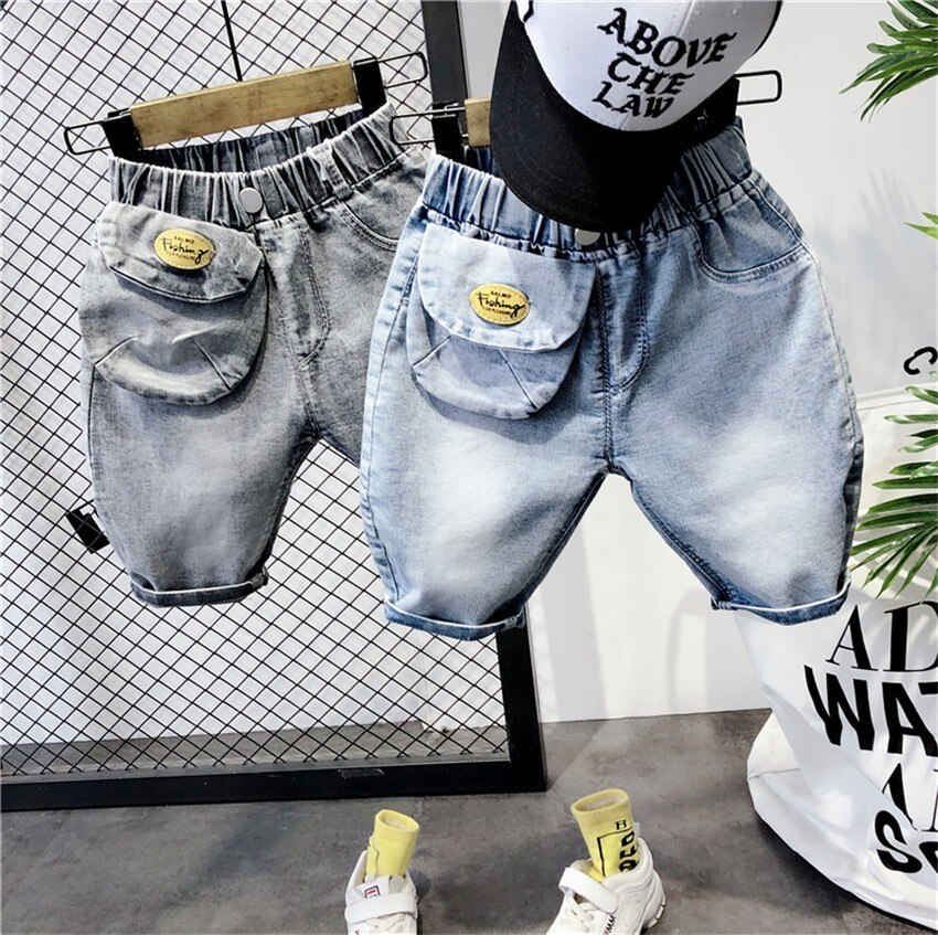 Zomer Peuter Jongens Shorts Casual Pocket Denim Broek Elastische Taille Jeans Voor Jongens Mode Katoenen Baby Shorts 2 3 4 5 6 Jaar