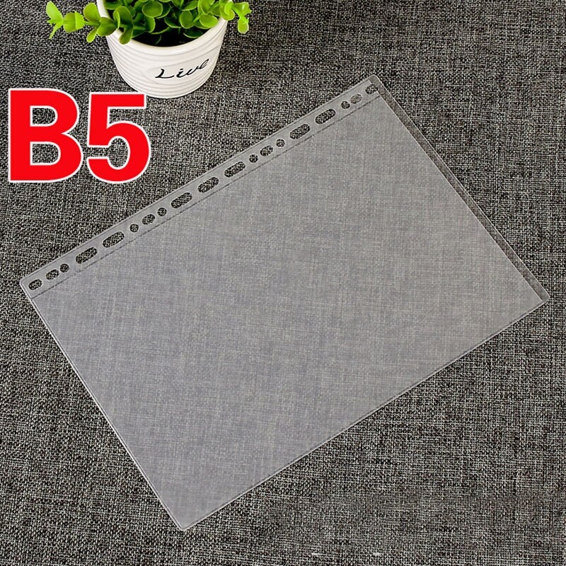 20PCS Transparent A5 A6 A7 B5 6-Ring Document Notebook Binder Loose-Leaf Storage Bag Organizer Card Holder Pockets Accessories: B5