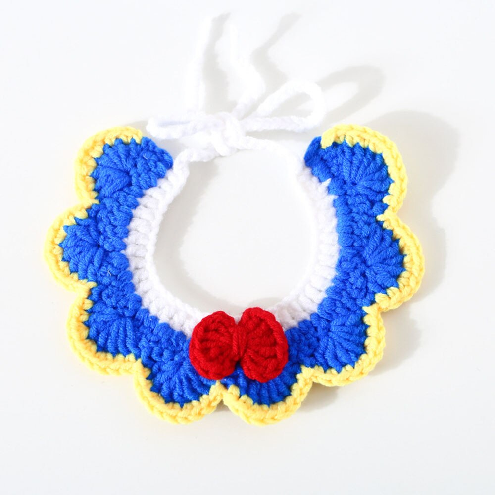 Bandanas de Gato, accesorios para el cuello, pajarita, Collar de ganchillo decorativo de Navidad para gatitos, bufanda de lana tejida a mano para perros pequeños: C / S