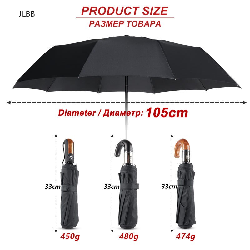 Ombrello da uomo classico in stile inglese automatico 10 nervature resistente al vento 3 ombrello pieghevole pioggia ombrello da uomo d'affari di qualità