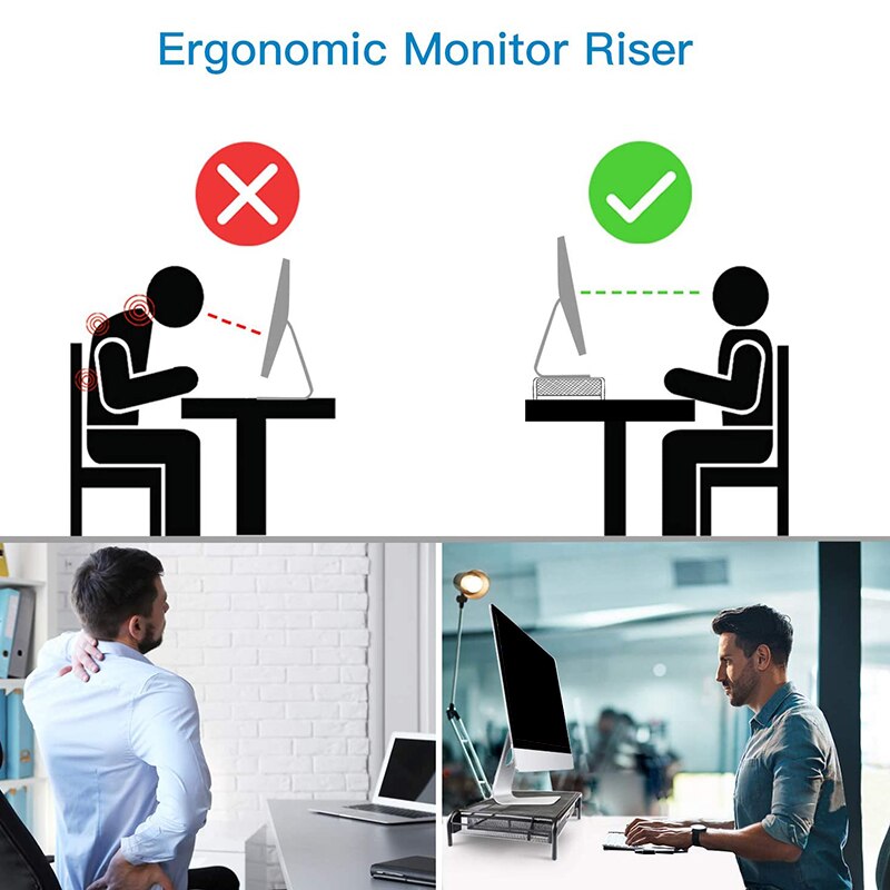 Monitor Stand, Mesh Metal Printer Stand, Met Lades En Side Compartiment Zakken, Kan Houden Computers, laptops, Pennen