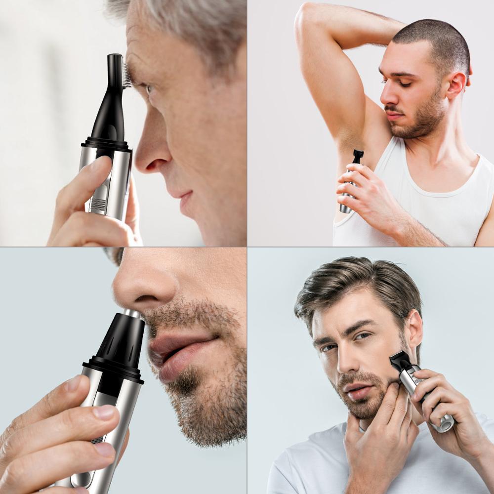 HATTEKER Nose Hair Trimmer 4 in 1 Multifunctional Nose hair cutting AA Battery Waterproof beard trimmer for men micro tondeuse