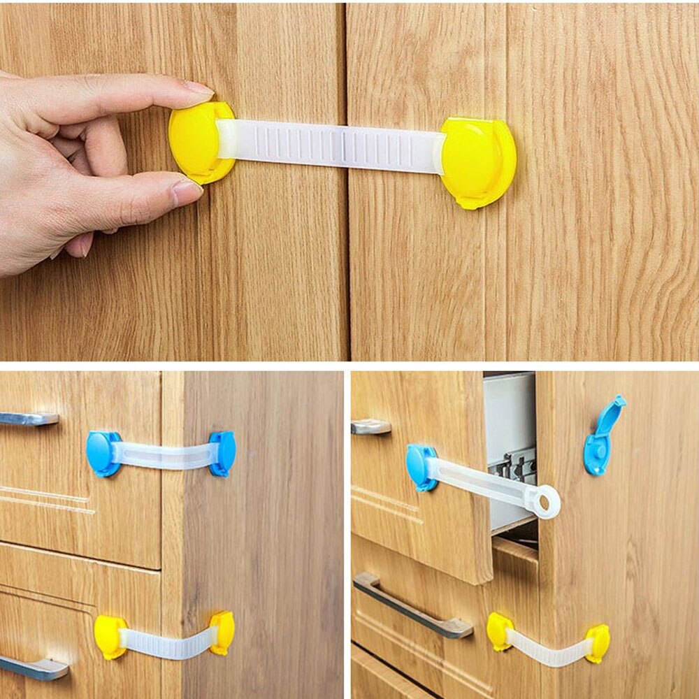 10 unids/lote, cerradura de protección para niños, puertas de bloqueo de seguridad para niños, cajones de armario, seguridad para bebés, cierre de plástico, castillos para niños