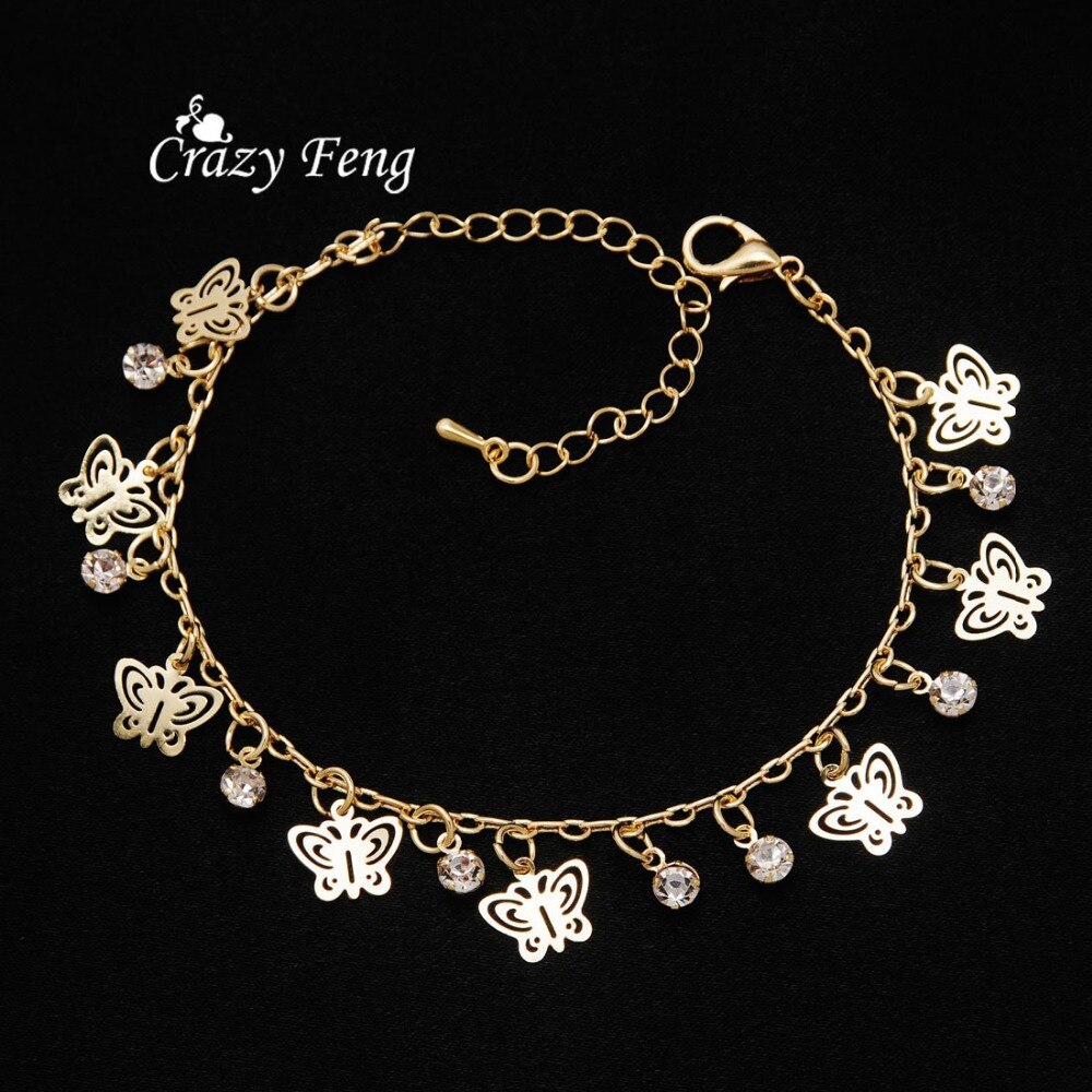 Einzigartige Schmetterling Gold-farbe Armbänder & Armreifen pulseira Kette Kristall Schmuck Armbänder Für Frauen Jahrestag