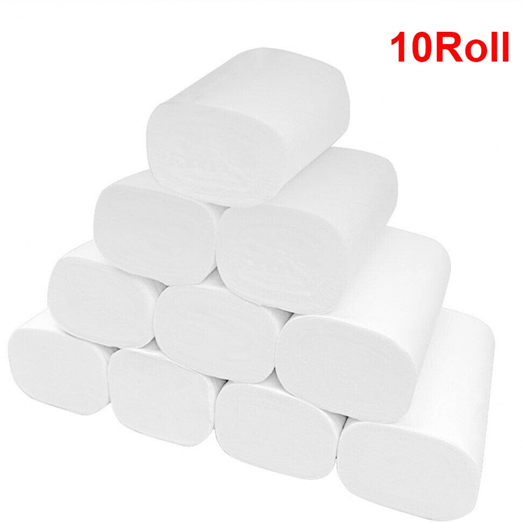 10 Rolls Toilet Paper Roll Home Hotel Paper Towel Restaurant Bathroom Washroom Soft Tissue Roll Wood Pulp Paper