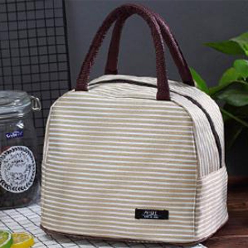 Fiambrera portátil con refrigerador térmico aislado para hombre y mujer, bolso para pícnic, bolsa de almacenamiento, Oxford, impermeable: beige