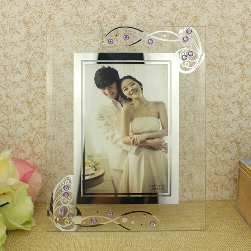 Vlinder glazen fotolijst plexiglas standaard tafel display foto bruiloft foto houder decoratie tv wandlijst beste: Kleur 3 / 5 inch