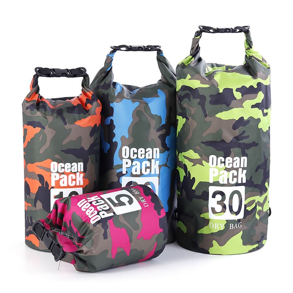 Bolsa impermeable de camuflaje para buceo, bolsa seca de almacenamiento para natación, playa, Rafting, Kayak, para exteriores, 2/5/10/20/30L