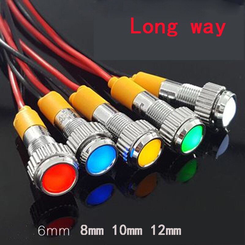 8mm metal Indicator lights no wire power signal lamp LED indication waterproof Signal lamp mini indicator light