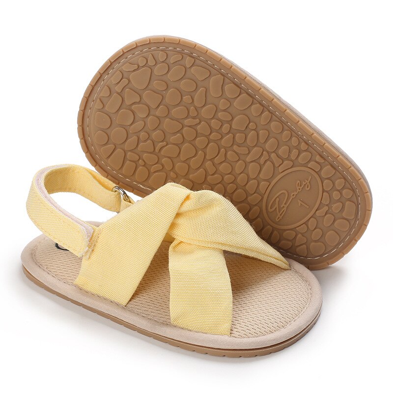 Breathable Summer Baby Girls Sandals, Toddlers Simple Style Solid Color Casual Soft Sole Shoes Newborn First Walkers 0-18M: Yellow / 7-12 Months