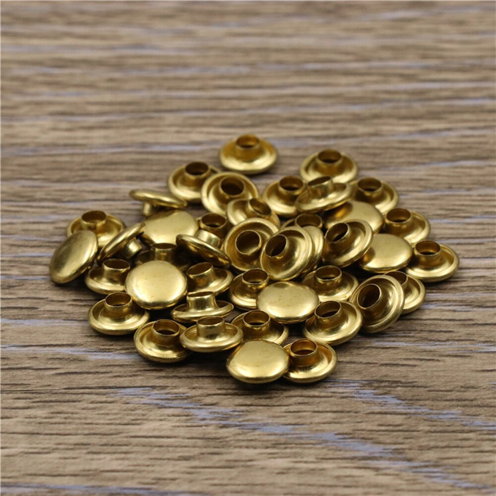 10 Stück Massive Messing-Niete - 4mm Rundkopf Für Lederhandwerk & Gürtel