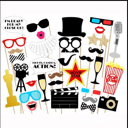 Funny Birthday Photo Booth Props DIY Mr Mrs Wedding Groom Bridal Party Decor Baby Shower Bride To Be Bride Team Shooting Props: 33PCS Oscar prize