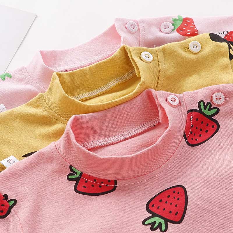 Cartoon Fruit Gedrukt Baby Kleding Herfst Winter Warm Lange Mouwen Kinderen T-shirt Soft Cotton Baby Baby Jongen Meisje Top Kleren