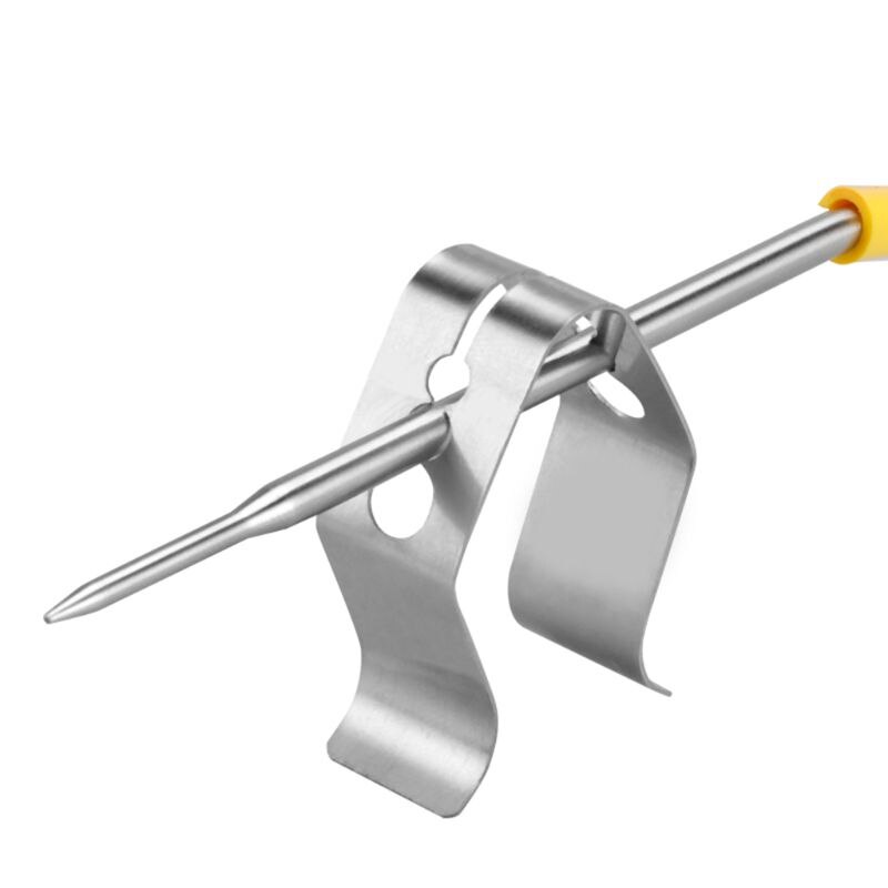 Stainless Steel BBQ Thermometer Probe Clip Holder Anti Rust Scald Preventing Smoke with 3holes