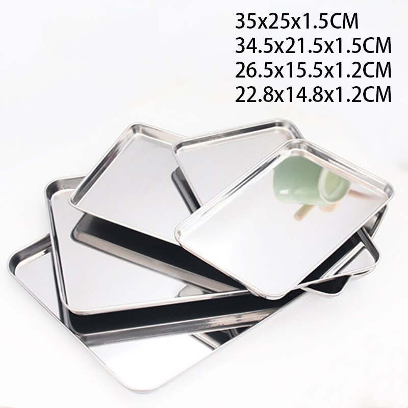 Stainless Steel Cake Baking Pastry Storage Tray Rectangle Snack Fruit Plate Steamed Sausage Dish Hotel Restaurant Bread Loaf Pan