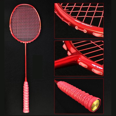 Lightest 100 Carbon Fiber Badminton Rackets String Max Tension Training Racquet With Bag Speed Sports Adult Training Racquet -40: Red 22lb